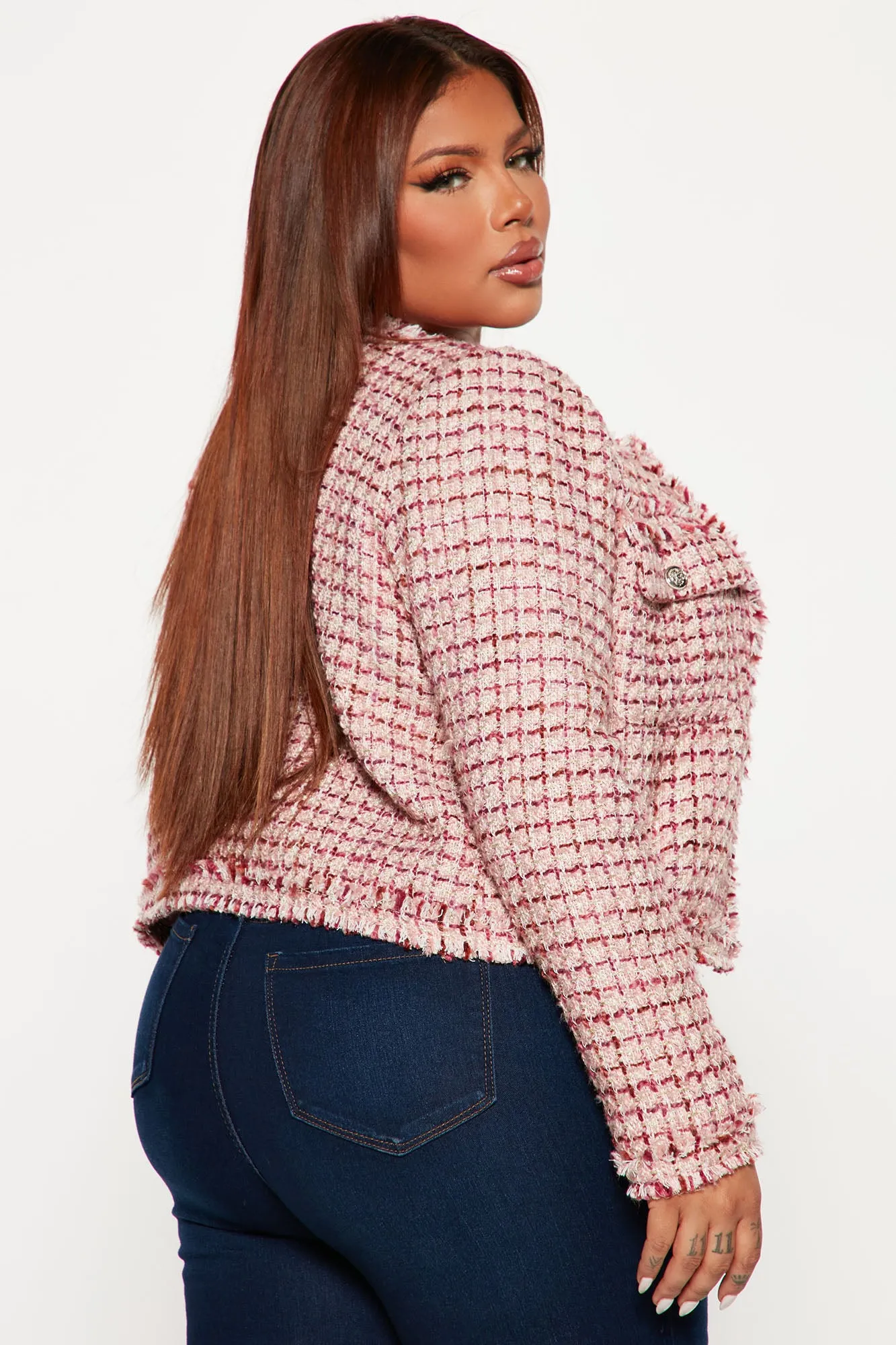 Always In Charge Tweed Blazer - Mauve