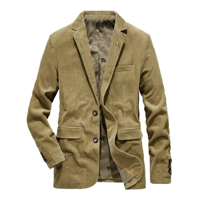 Casual Plain Lapel Blazer, Thin Cotton Casual Suit