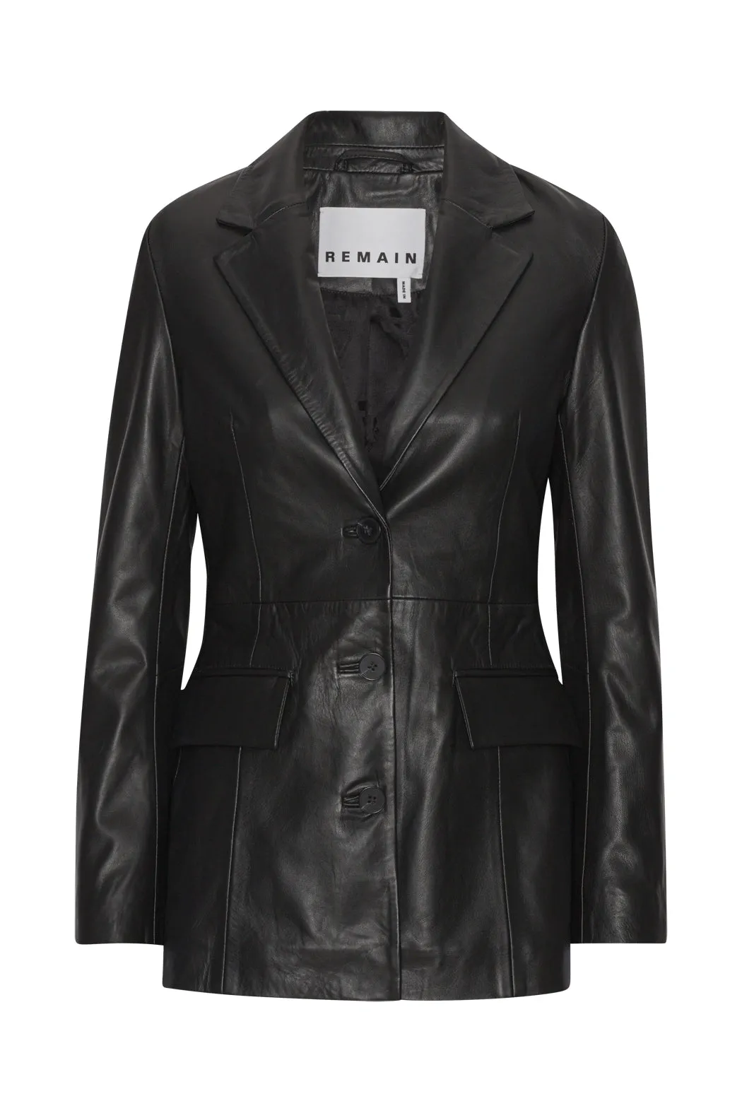 Fitted Leather Blazer - Black