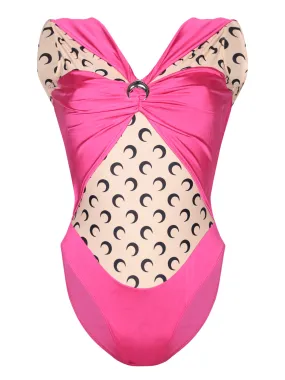 Fuchsia and Beige Bodysuit
