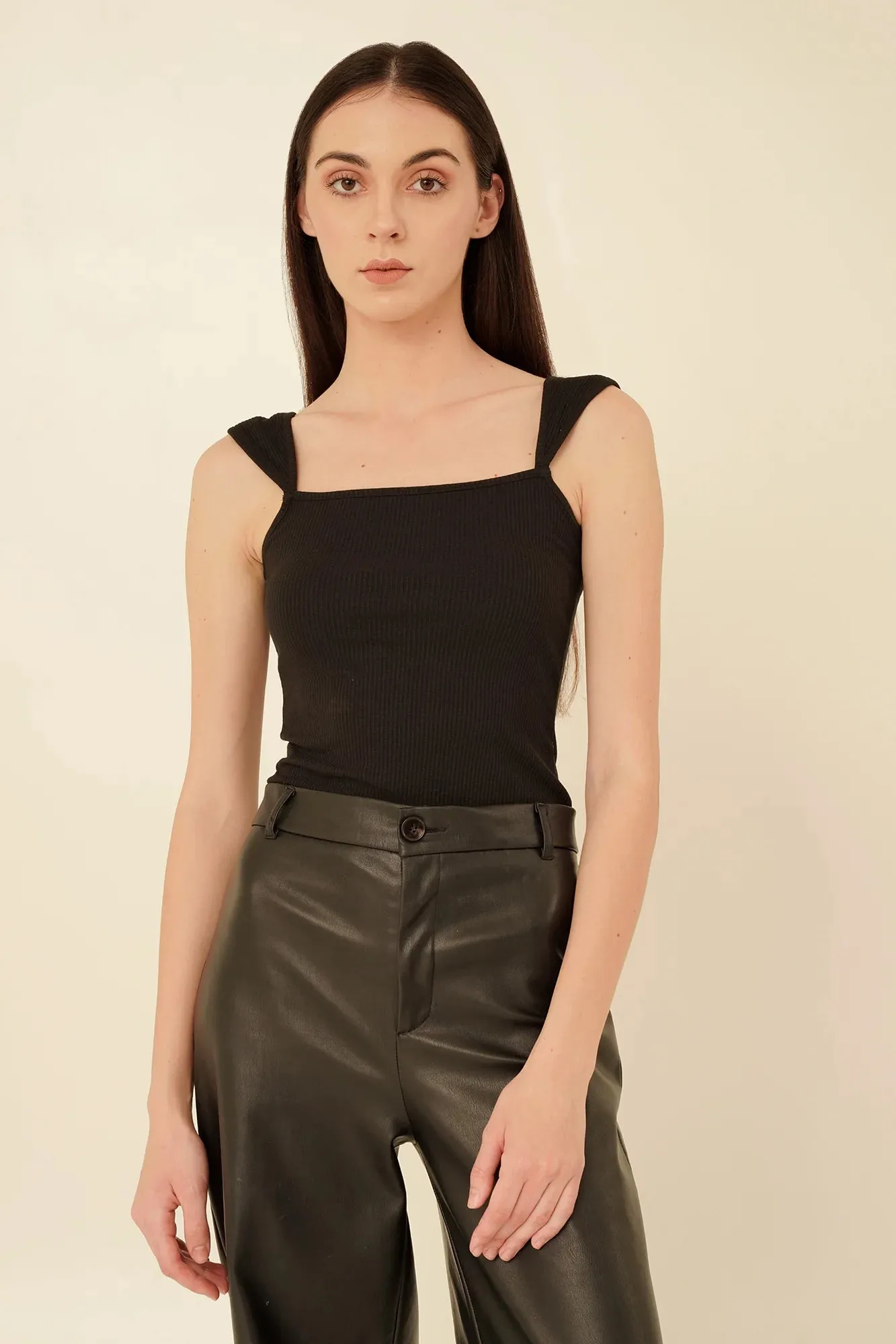 GRWM Square-Neck Singlet Top For Women