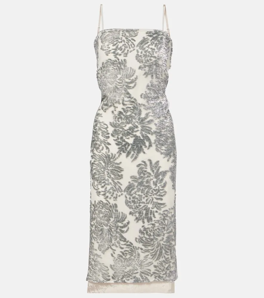 Jacques Wei Floral embellished silk-blend slip dress
