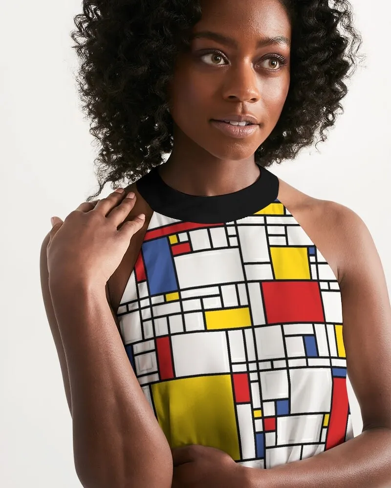 Mod Dress, Vintage Dress Style, Retro Dress, Mondrian Dress, Halter Dress,Geometric Dress, Mosaic Dress,Mosaic Dress, vintage inspired Dress