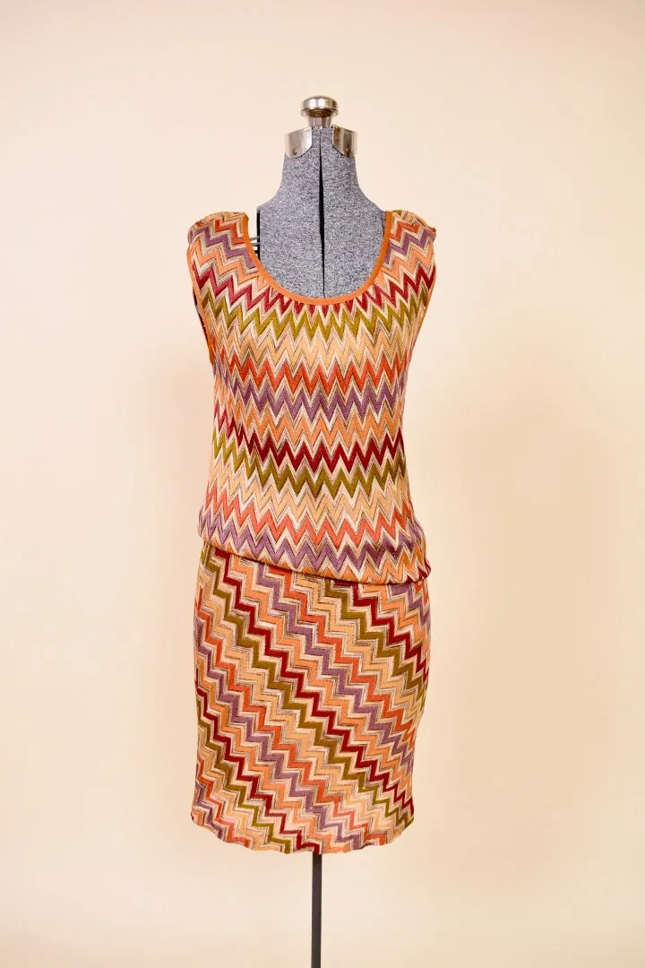 Orange Chevon Knit Dress By Missoni, M