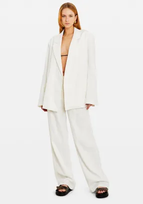 OVERSIZED LINEN BLAZER WHITE
