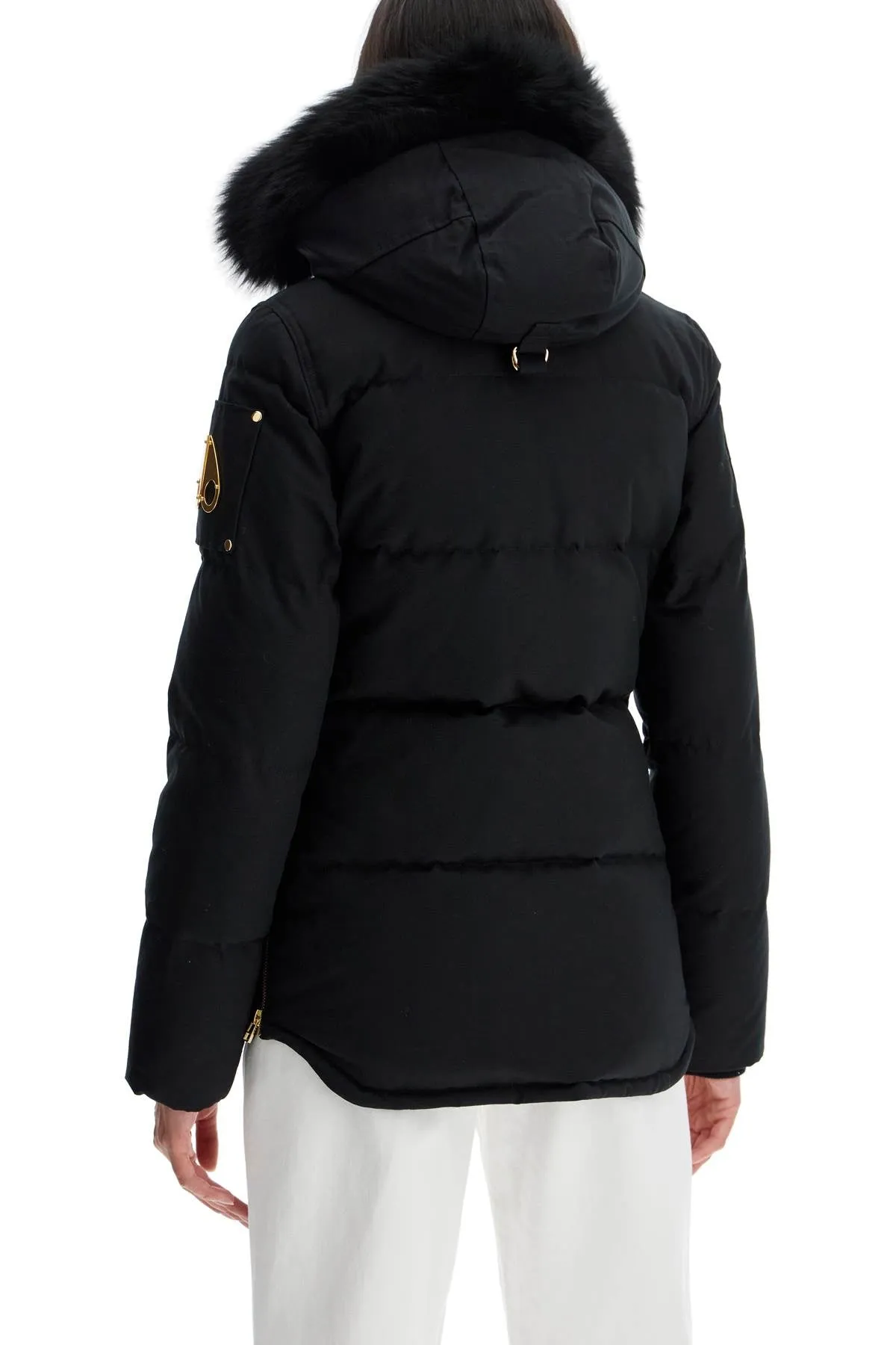 "3q canvas down jacket with shear