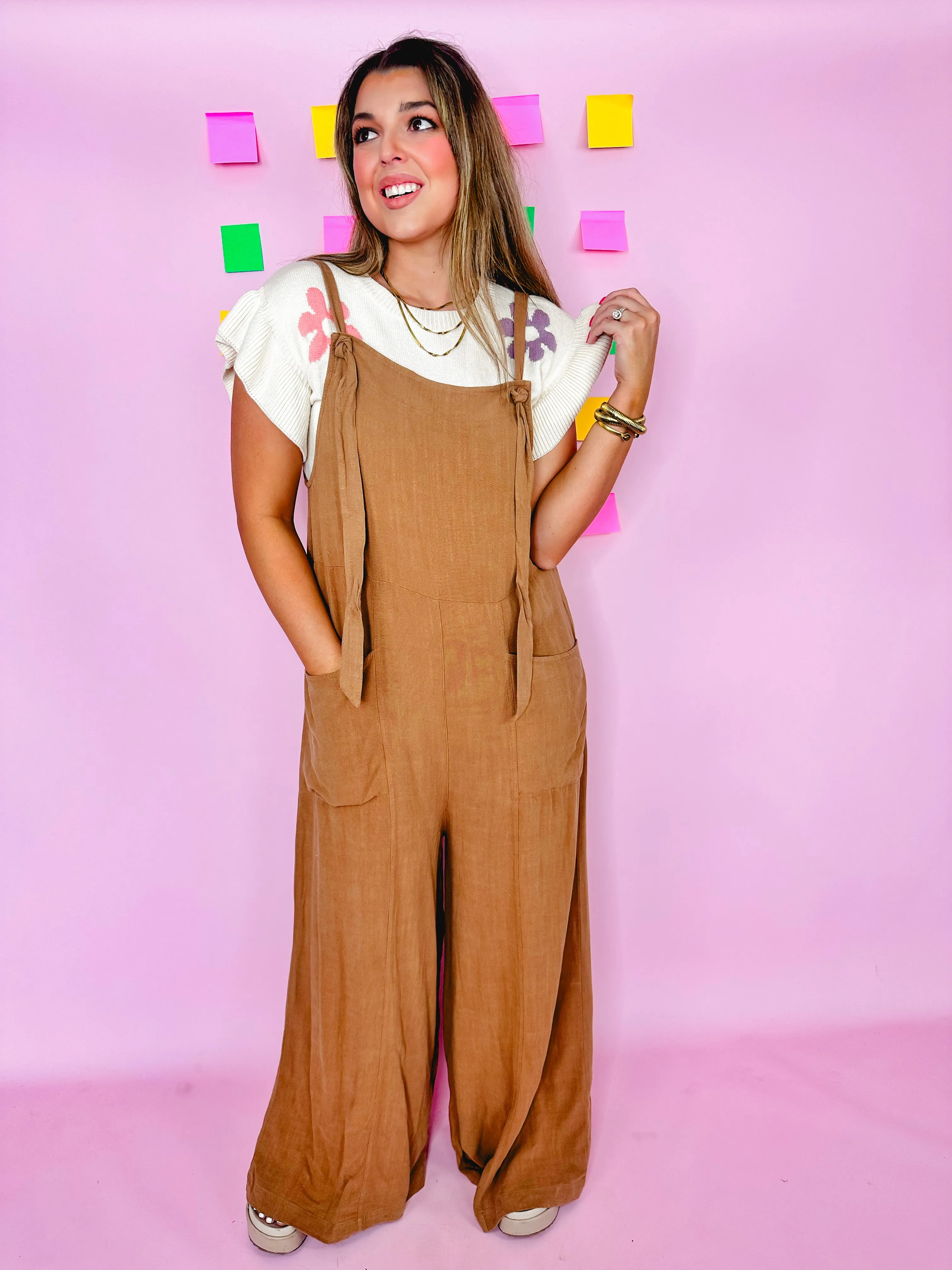 Small-Kenzie Latte Linen Overall