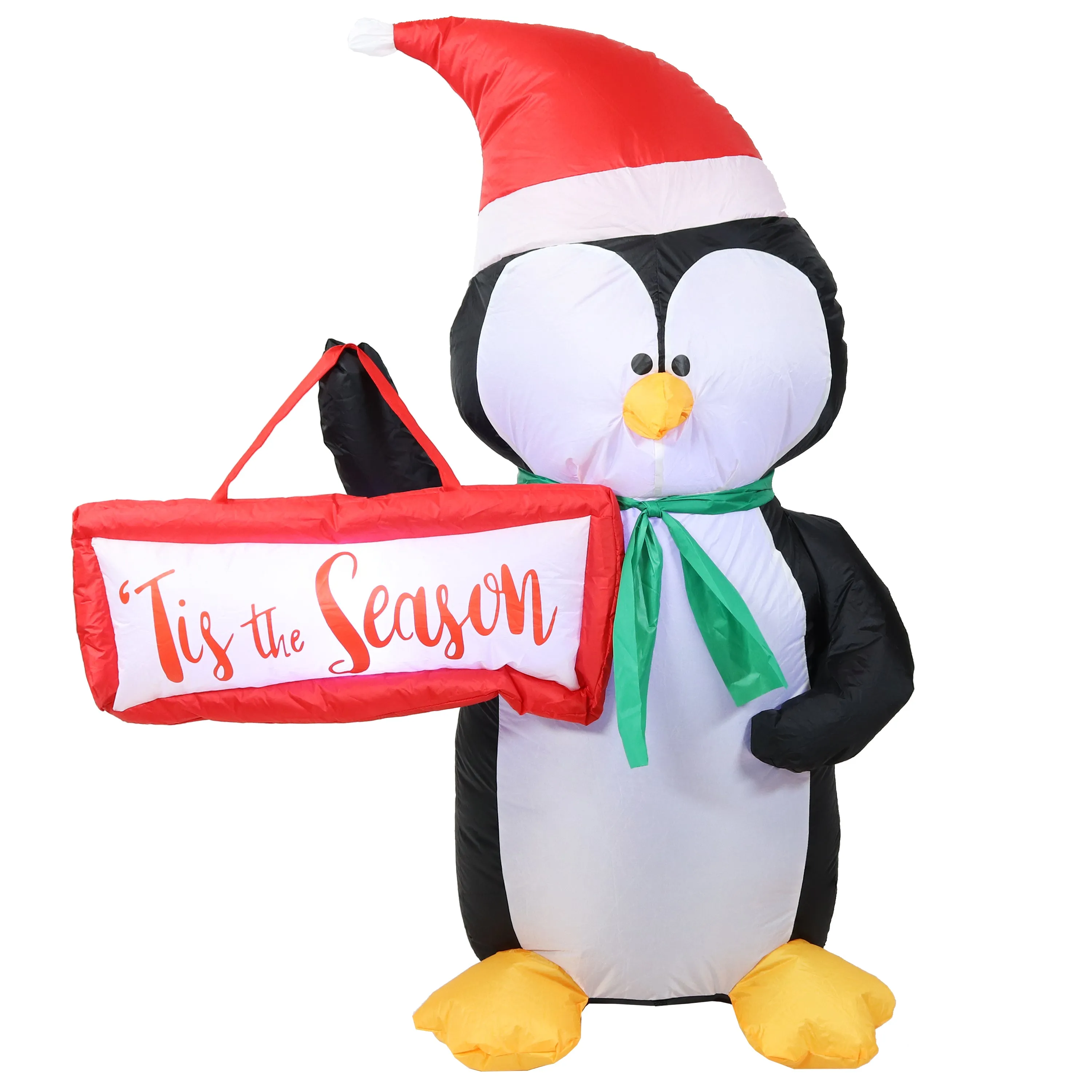 Sunnydaze Inflatable Christmas Decoration - 46.5" Jolly Holiday Penguin