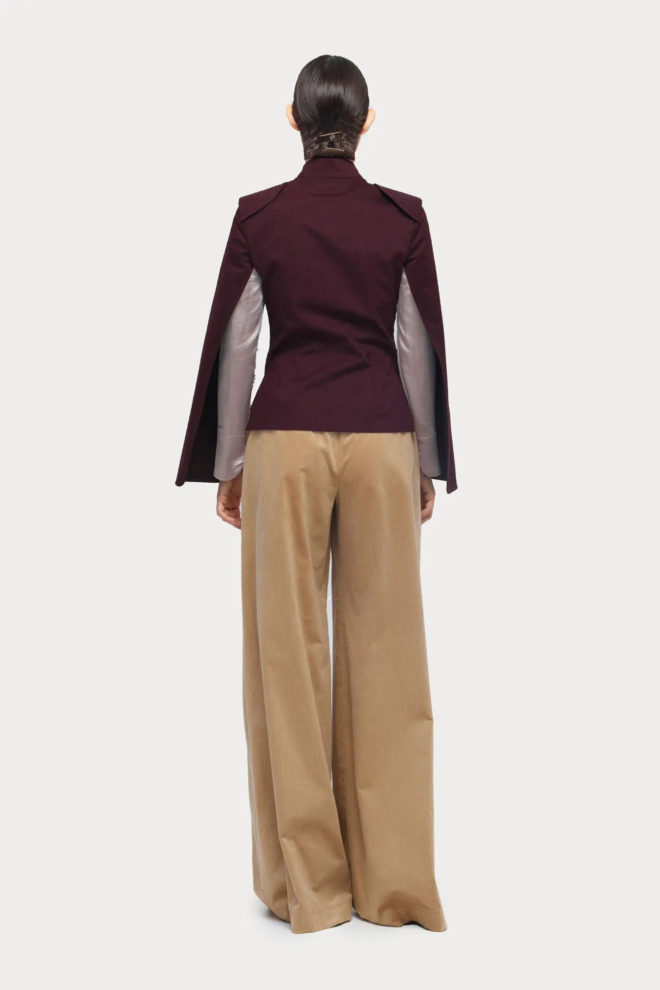 Tailored Structured Cape Blazer Burgundy