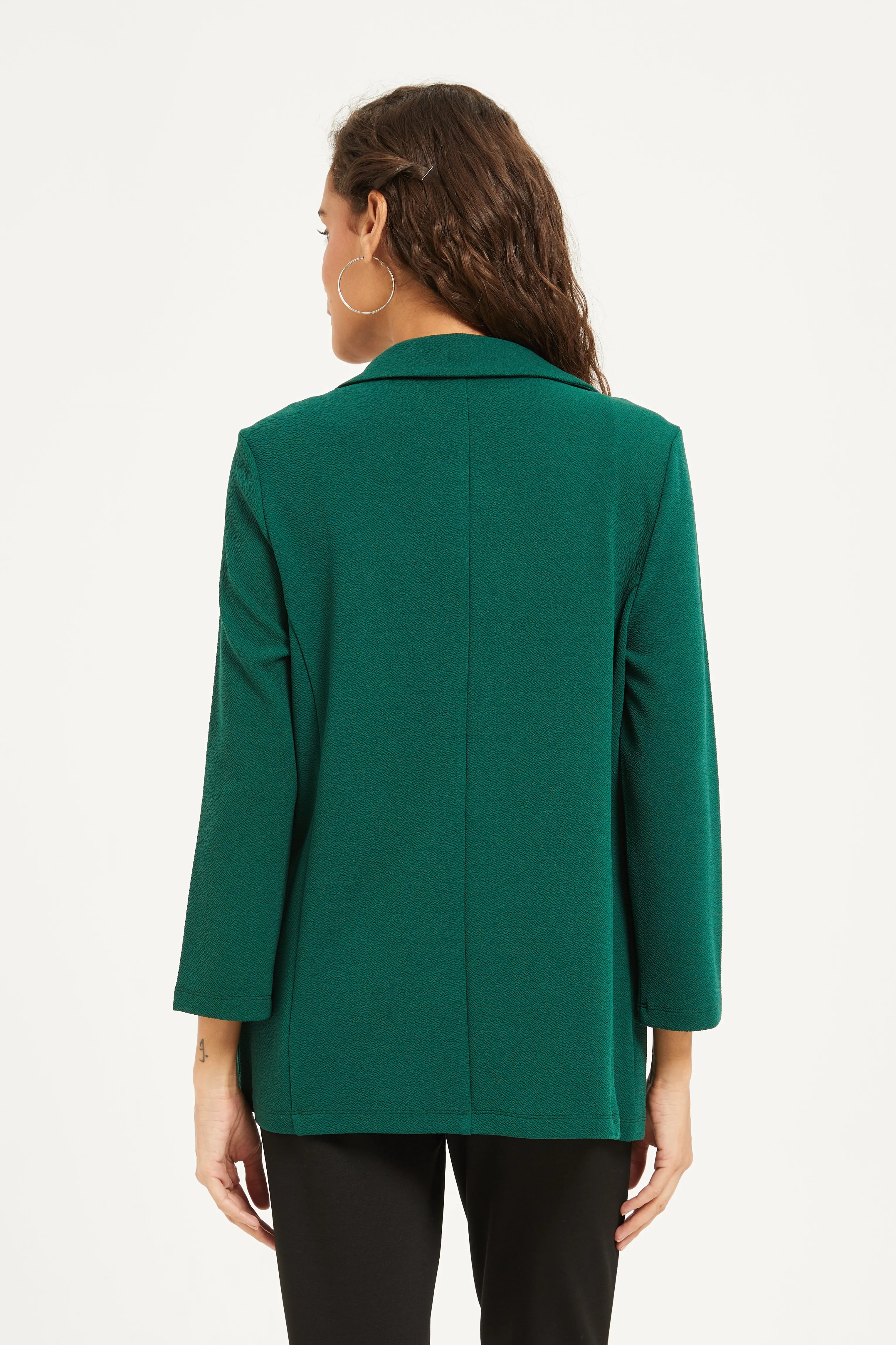 Women Bottle Green Welt Pocket Blazer