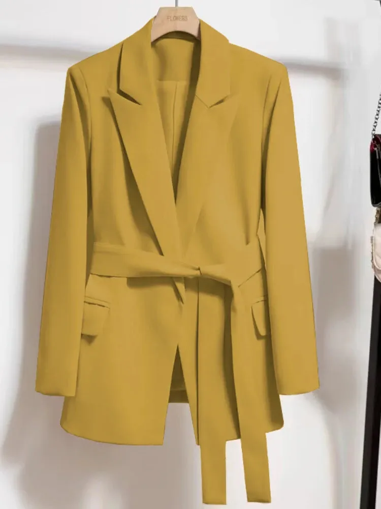 Women's Spring Slim Fit Tie Up Blazer